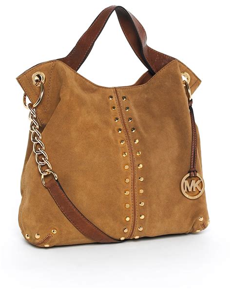 michael kors brown studded purse|Michael Kors brown suede purse.